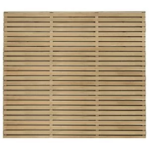 Image of Forest Garden Double Slatted Fence Panel 6 x 5ft 4 Pack