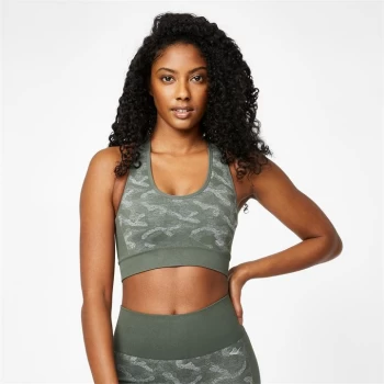 Image of Everlast Seamless Camo Cross Back Sports Bra - Dark Olive
