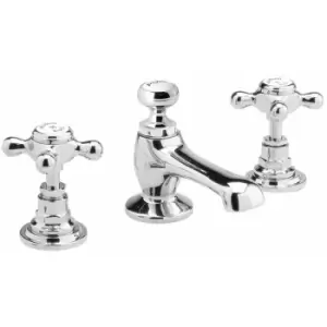 Image of Topaz 3-Hole Basin Mixer Tap Deck Mounted with Pop Up Waste - Chrome - Hudson Reed