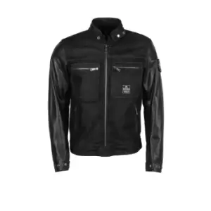 Image of Helstons Winston Canvas Cotton Leather Black Jacket M