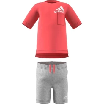 Image of adidas T Shirt and Shorts Set Infants - Pink