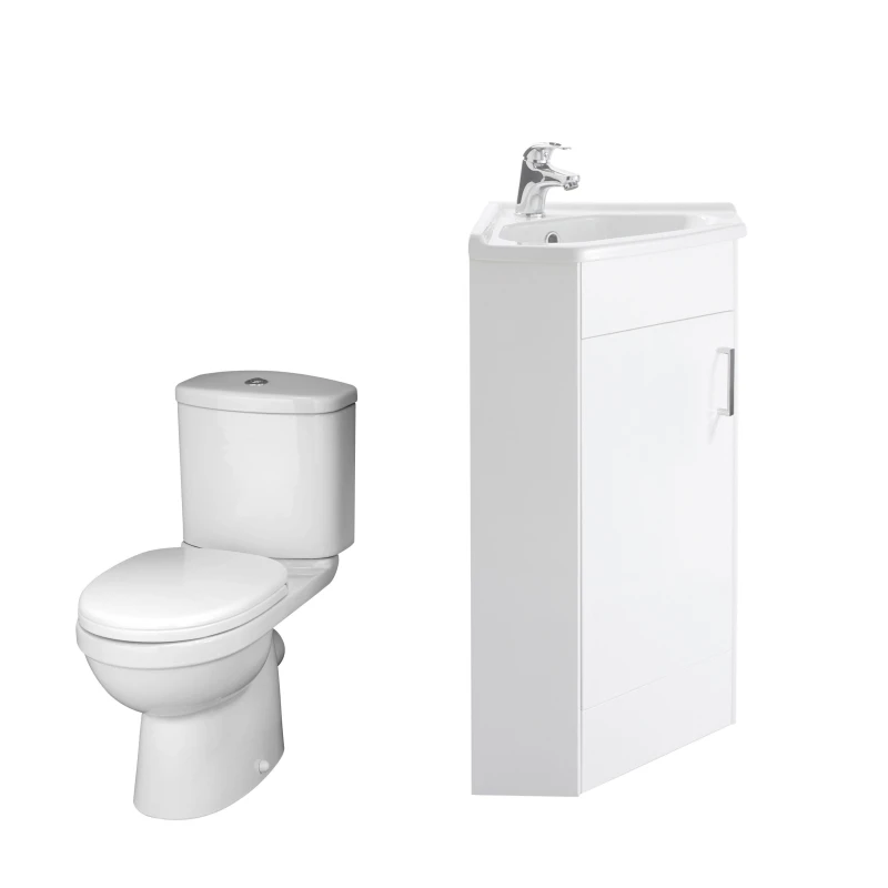 Image of Balterley Bathroom Corner Vanity Unit and Toilet Set White White