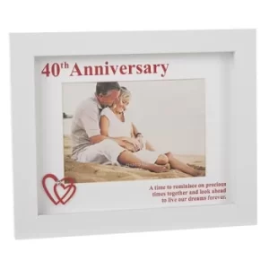 Image of Modern White 6x4 Anniversary Frame 40th