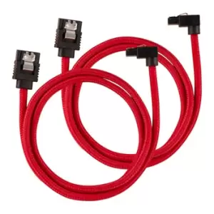 Image of Corsair 60cm Red Premium Braided Sleeved 90° SATA Data Cable