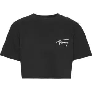 Image of Tommy Jeans Super Crop Signature Tee - Black