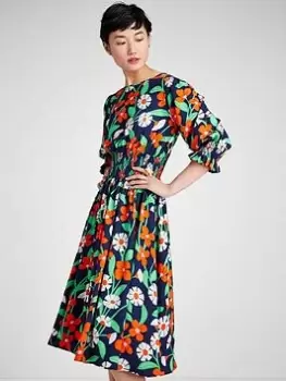 Image of Kate Spade New York Daisy Vines Smocked Dress - Navy