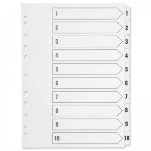 Image of Q-Connect A4 Multi-Punched 1-10 Polypropylene White