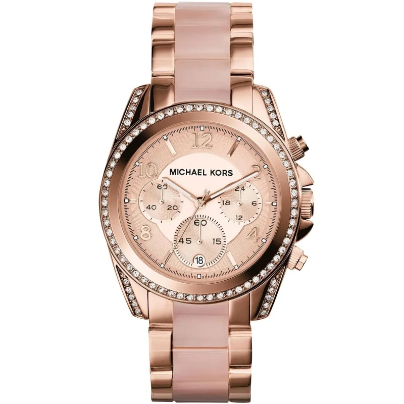 Image of Michael Kors Blair Rose Gold-Tone Chronograph Ladies Watch MK5943