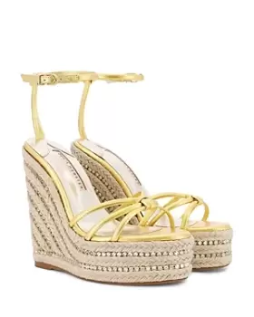 Image of Sophia Webster Womens Alina Crystal Metallic Espadrille Wedge Sandals