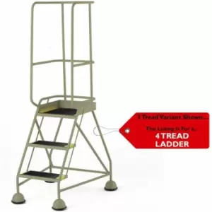 Image of 4 Tread Mobile Warehouse Steps & Guardrail beige 2m Portable Safety Stairs