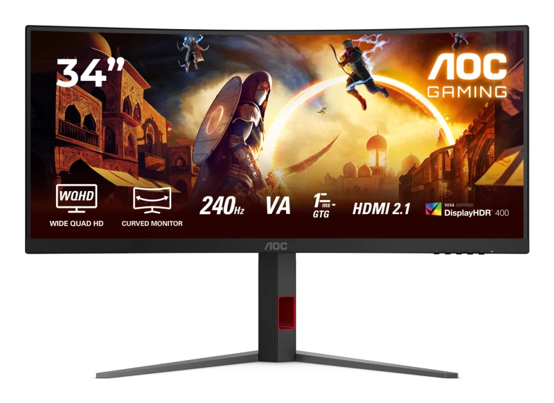 Image of AOC G4 CU34G4Z 34 Fast VA WQHD 240Hz 0.5ms Curved Gaming Monitor CU34G4Z Black,Red