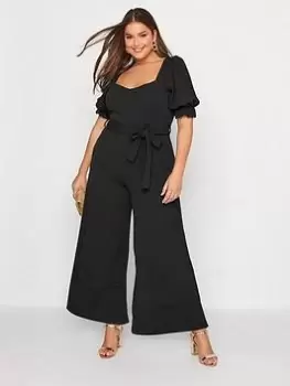 Image of Yours Sweetheart Puff Sleeve Jumpsuit - Black, Size 24, Women