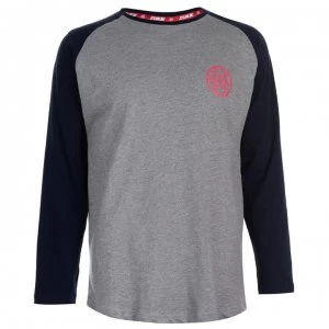 Image of Zukie Pizza Long Sleeve Raglan T Shirt Mens - Blue/Grey