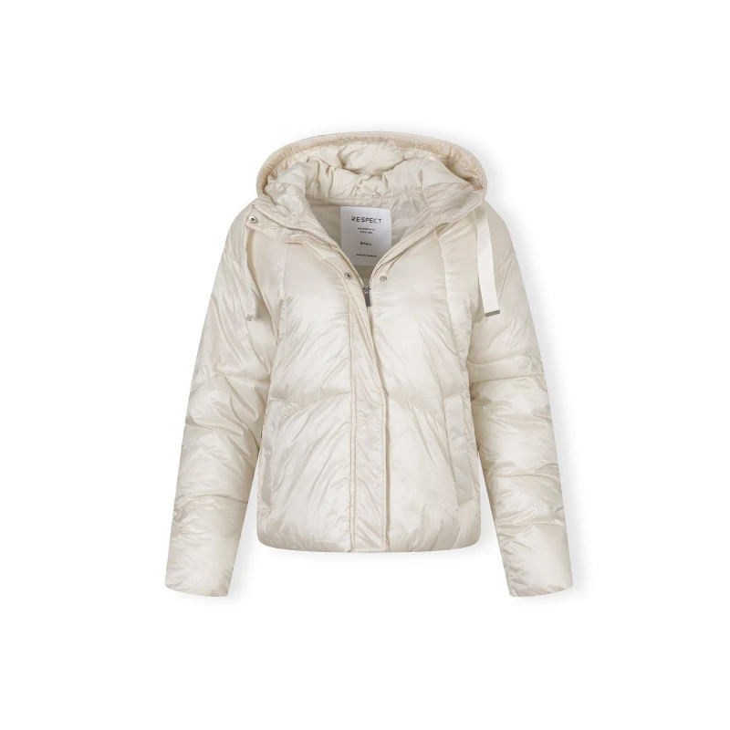 Image of Minoti Women short padded jacket with hood curved stitching grey Stone female 8 (XS)