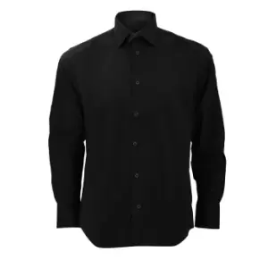Image of Russell Collection Mens Long Sleeve Easy Care Fitted Shirt (18) (Black)
