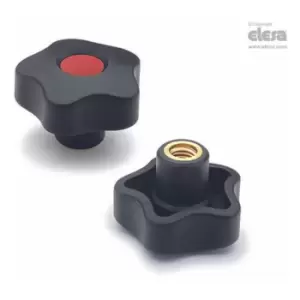 Image of Elesa - vct Lobe knobs Technopolymer Brass boss threaded hole with cap VCT.40 B-M6