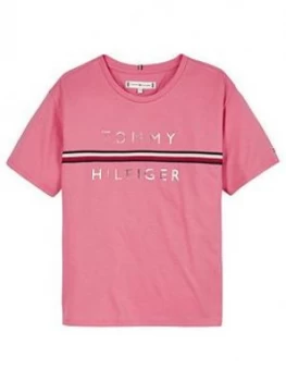 Image of Tommy Hilfiger Girls Short Sleeve Flag Tape T-Shirt