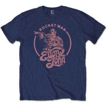 Image of Elton John - Rocketman Circle Point Mens Small T-Shirt - Navy Blue