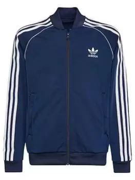 Image of Boys, adidas Originals Junior Superstar Adicolor Track Top - Dark Blue, Dark Blue, Size 7-8 Years