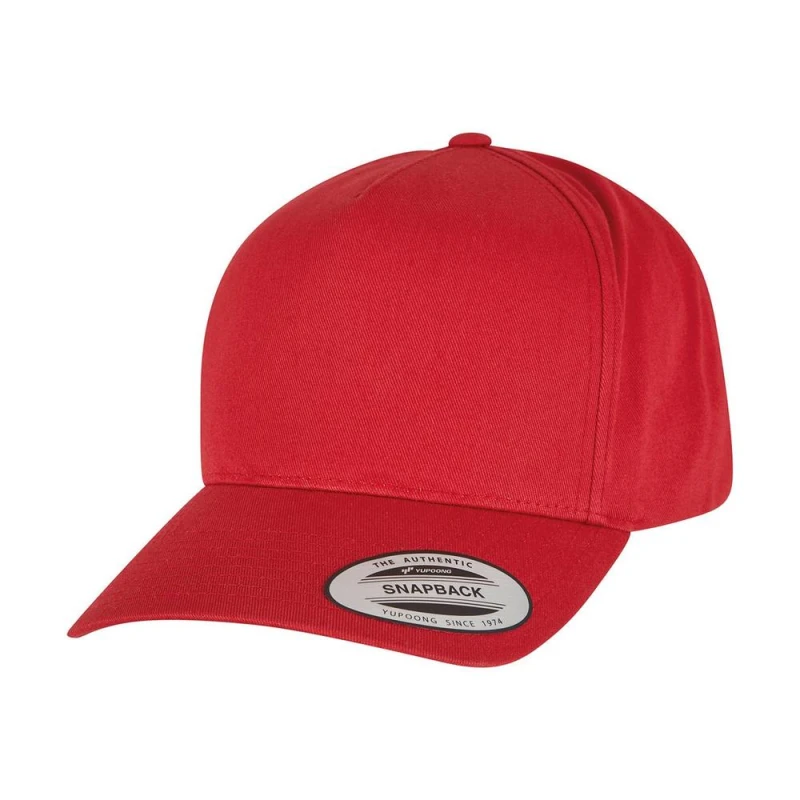 Image of Flexfit by Yupoong Mens 5 Panel Classic Snapback Cap One Size in Dark Red Dark Red Male One Size