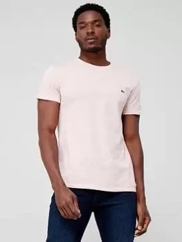 Image of Lacoste Pima Cotton Small Logo T-Shirt, Pink, Size S, Men