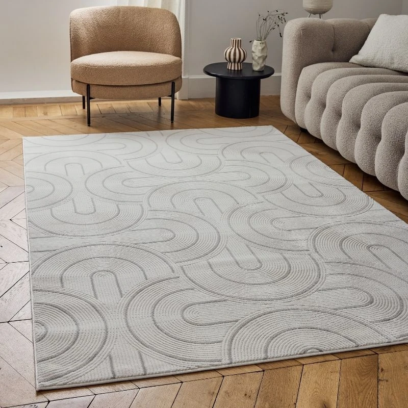 Image of THE RUGS Carmel Modern Area Rugs & Runners Arch Design Soft Pile in Grey Size: 80cm x 150cm Grey Unisex 80cm x 150 cm