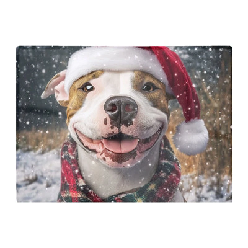 Image of Warren Reed Designer Christmas Staffy Bull Terrier Glass Chopping Board