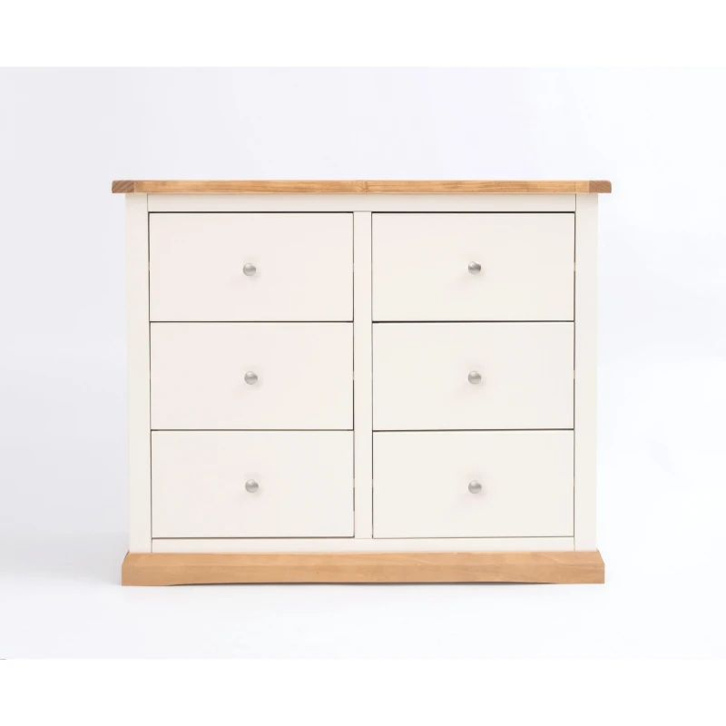 Image of Cabinet Bits Trevi 6 Drawer Chest of Drawers Chrome Knob in Off-White Off-White Unisex