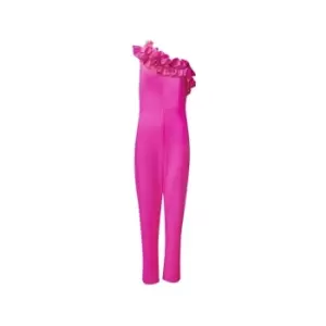 Image of Adrianna Papell Ruffle Crepe Jumpsuit - Pink
