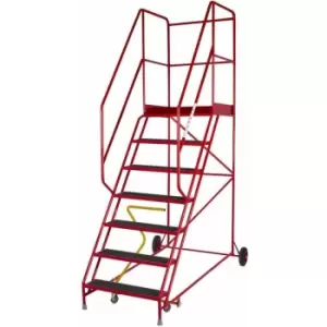Image of 6 Tread Heavy Duty Mobile Warehouse Stairs - Anti Slip Steps - Steel Frame