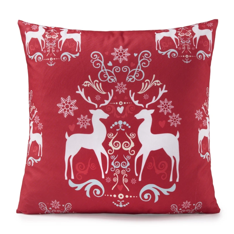 Image of Alan Symonds Reindeer Red & White Christmas Cushion Red unisex 45x45cm