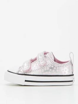 Image of Converse Chuck Taylor All Star Girls Toddler 2V Stars Ox - Pink/Silver