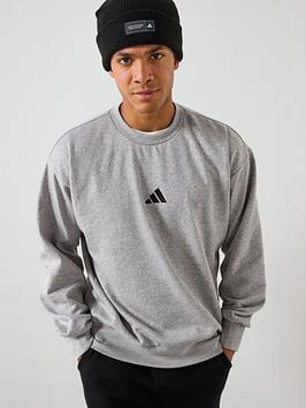 Image of Adidas SPORTSWEAR Essentials Feelcozy Fleece Sweatshirt Grey Marl Men XS;M;S