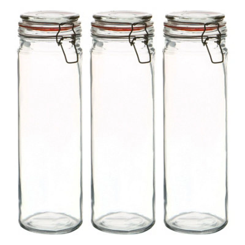 Image of Argon Tableware Glass Spaghetti Jars - 2 Litre - Pack of 3 Orange