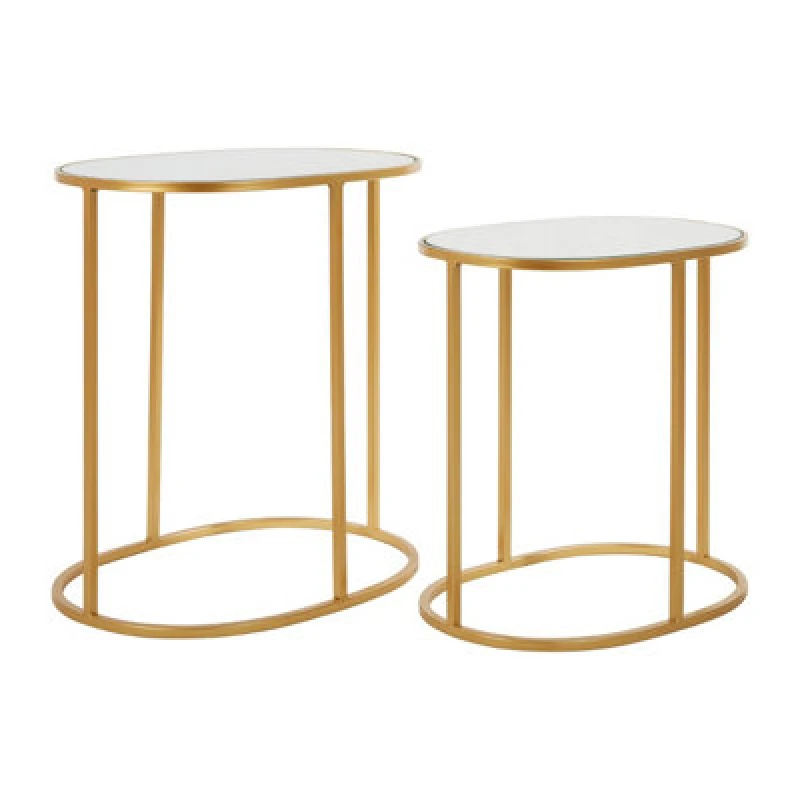 Image of Premier Housewares Avantis Set Of 2 Oval Side Tables Gold