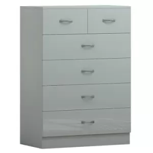 Image of Fwstyle Modern 6 Drawer Chest High Grey Gloss Drawers On A Matt Grey Frame