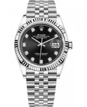 Image of Rolex Datejust 36 Stainless Steel Black Diamond Dial Unisex Watch M126234-0027 M126234-0027