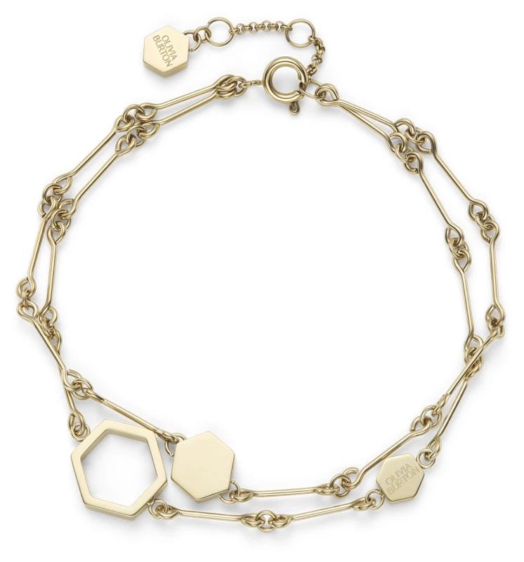Image of Olivia Burton 24100308 Ladies Honecomb Double Chain Gold Jewellery