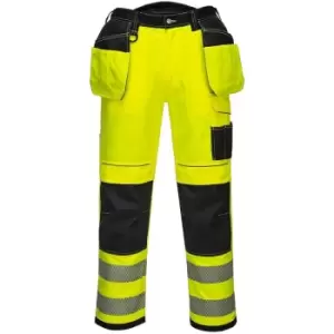 Image of Portwest Mens PW3 Hi-Vis Trousers (38R) (Yellow/Black) - Yellow/Black