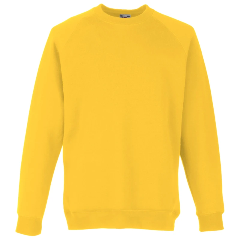 Image of Fruit of the Loom Raglan Sleeve Sweatshirt in Yellow Size: 12-13 Years Yellow Unisex 12-13 Years