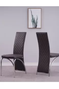 Image of Set of 4 High Back Faux Leather Dining Chairs with Chrome Frame