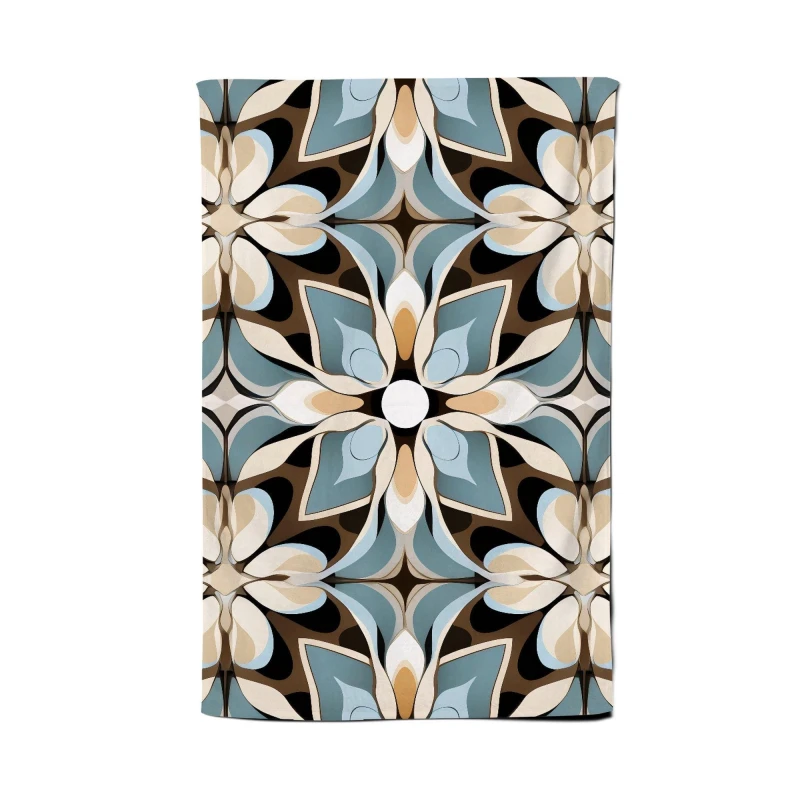 Image of Warren Reed - Designer Beige & Brown Abstract Pattern Tea Towel in Grey Grey Unisex