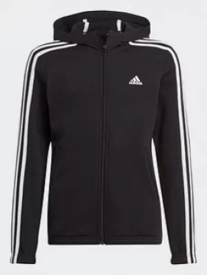 Image of adidas Essentials 3-stripes Full-zip Hoodie, Black/White, Size 5-6 Years, Women