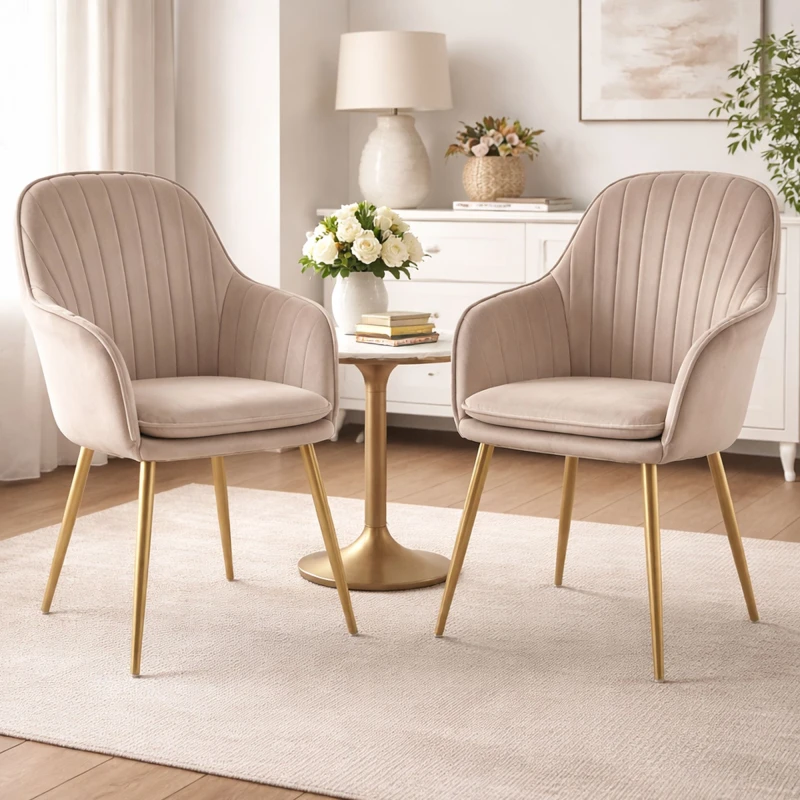 Image of RAYGAR Genesis muse Chair in Velvet Fabric x 2 - Taupe RG1450