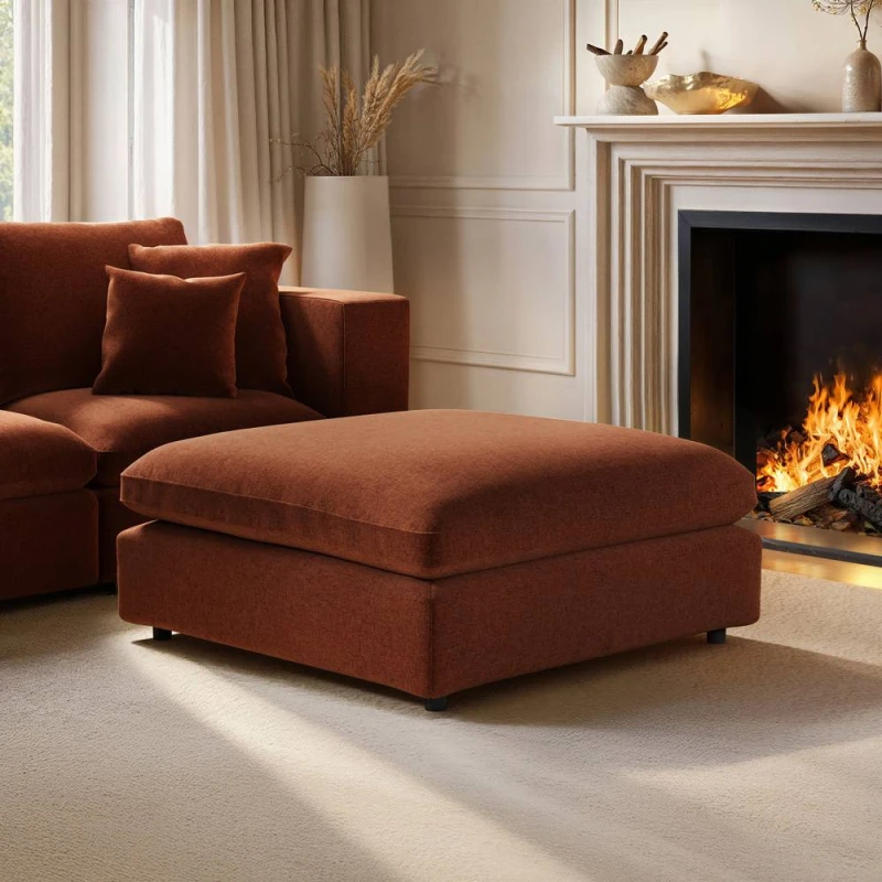 Image of Solace+Co Asher Footstool in Orange Orange Unisex