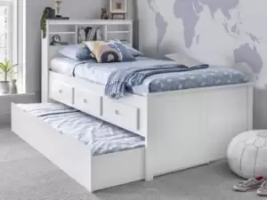 Image of Bedmaster Veera 3ft Single White Wooden Guest Bed Frame