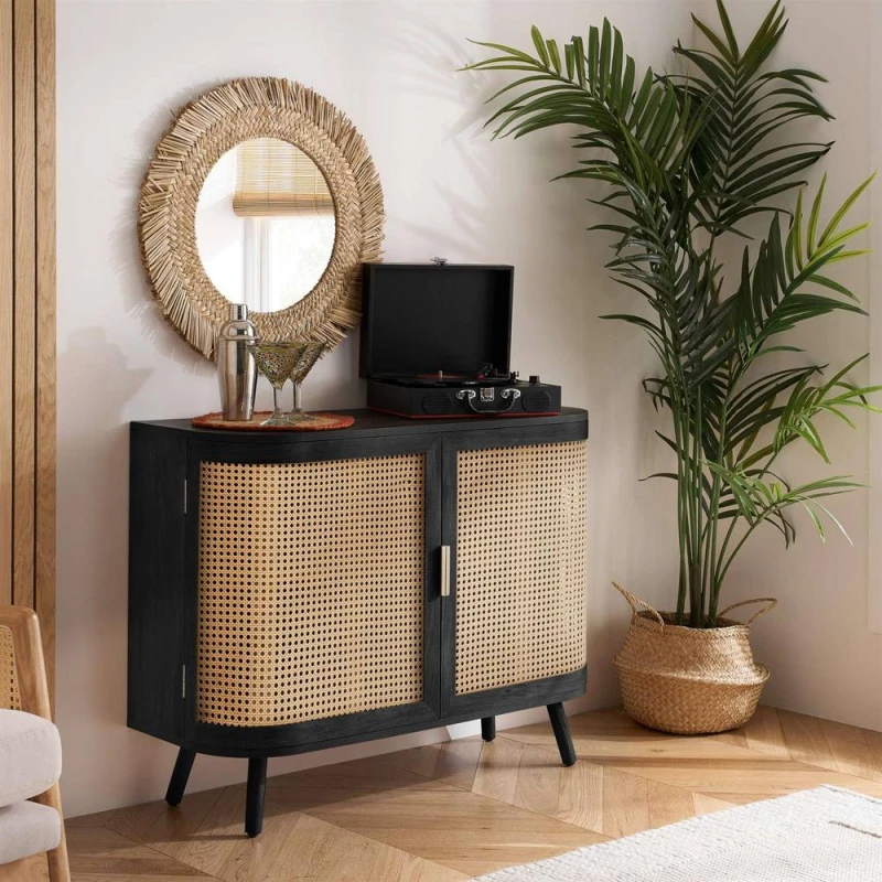 Image of Birlea Noah Rattan and Black 2 Door Sideboard