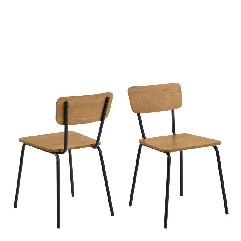 Image of Furniture To Go Peru Dining Chair in Steel & Oak Set of 2 in Light Oak Light Oak Unisex