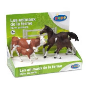 Image of Papo Farmyard Friends: Display Box Farm Animals (4 Figurines)