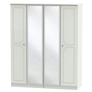 Image of Robert Dyas Montego Ready Assembled 4-Door Mirrored Wardrobe - Ash Grey